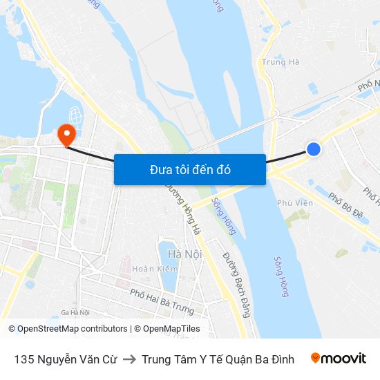 135 Nguyễn Văn Cừ to Trung Tâm Y Tế Quận Ba Đình map