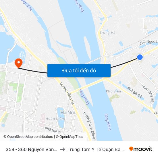 358 - 360 Nguyễn Văn Cừ to Trung Tâm Y Tế Quận Ba Đình map