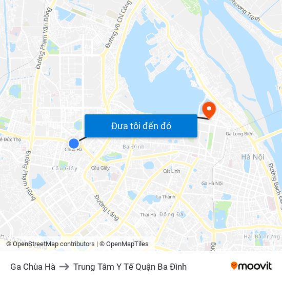 Ga Chùa Hà to Trung Tâm Y Tế Quận Ba Đình map