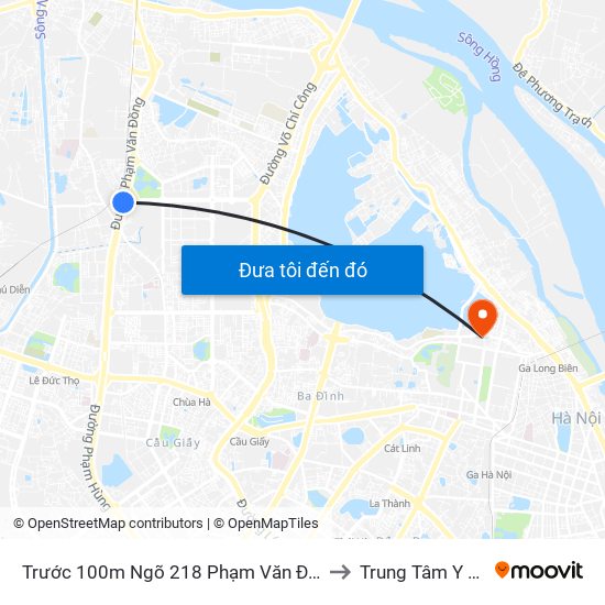 Trước 100m Ngõ 218 Phạm Văn Đồng (Đối Diện Công Viên Hòa Bình) to Trung Tâm Y Tế Quận Ba Đình map