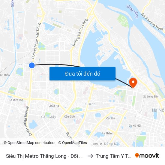 Siêu Thị Metro Thăng Long - Đối Diện Ngõ 599 Phạm Văn Đồng to Trung Tâm Y Tế Quận Ba Đình map