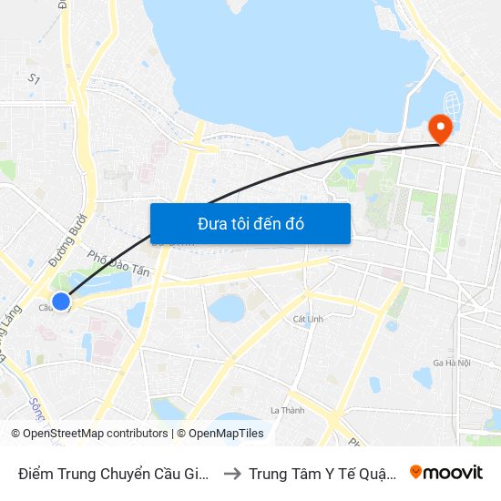 Điểm Trung Chuyển Cầu Giấy - Gtvt 02 to Trung Tâm Y Tế Quận Ba Đình map