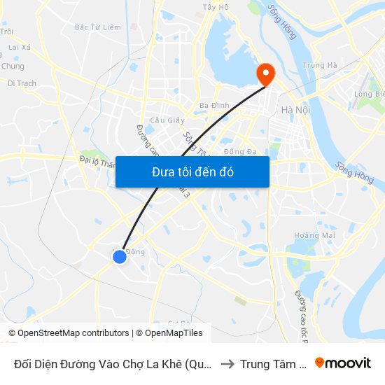 Đối Diện Đường Vào Chợ La Khê (Qua Ga Metro La Khê) - 405 Quang Trung (Hà Đông) to Trung Tâm Y Tế Quận Ba Đình map