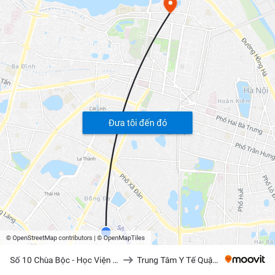 Số 10 Chùa Bộc - Học Viện Ngân Hàng to Trung Tâm Y Tế Quận Ba Đình map