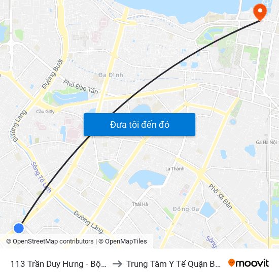 113 Trần Duy Hưng - Bộ Khcn to Trung Tâm Y Tế Quận Ba Đình map