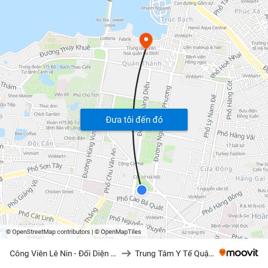 Công Viên Lê Nin - Đối Diện 35 Trần Phú to Trung Tâm Y Tế Quận Ba Đình map