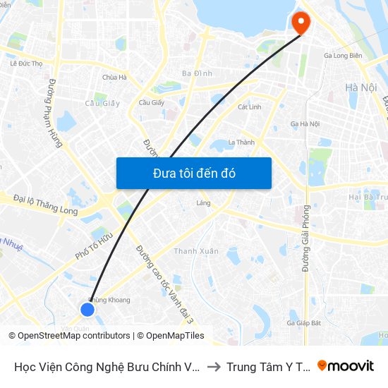 Học Viện Công Nghệ Bưu Chính Viễn Thông - Trần Phú (Hà Đông) to Trung Tâm Y Tế Quận Ba Đình map