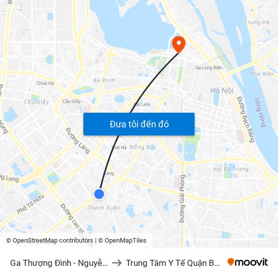 Ga Thượng Đình - Nguyễn Trãi to Trung Tâm Y Tế Quận Ba Đình map