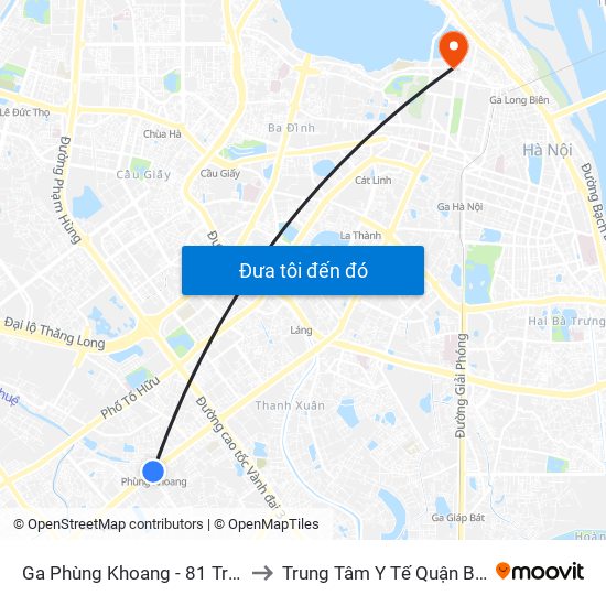 Ga Phùng Khoang - 81 Trần Phú to Trung Tâm Y Tế Quận Ba Đình map