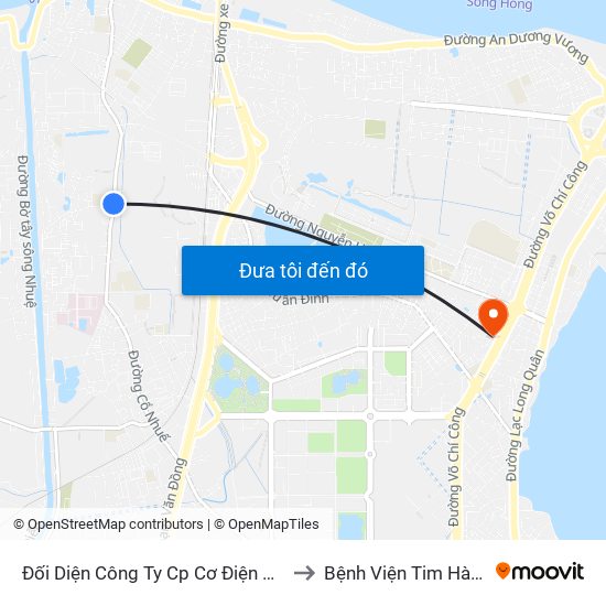 Đối Diện Công Ty Cp Cơ Điện Hn- Đường Đức Thắng to Bệnh Viện Tim Hà Nội (Cơ Sở 2) map