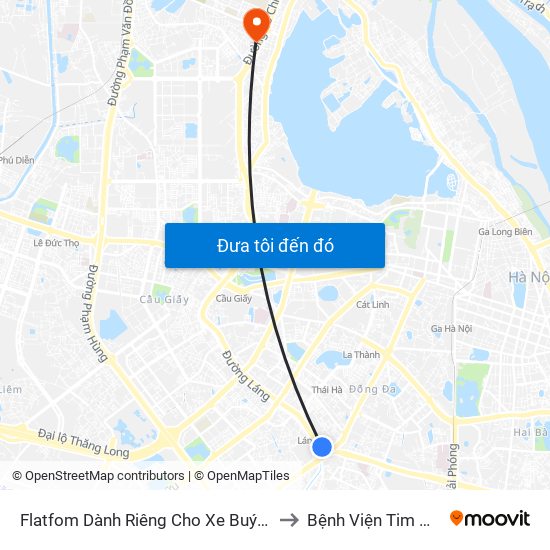 Flatfom Dành Riêng Cho Xe Buýt Trước Nhà 45 Đường Láng to Bệnh Viện Tim Hà Nội (Cơ Sở 2) map