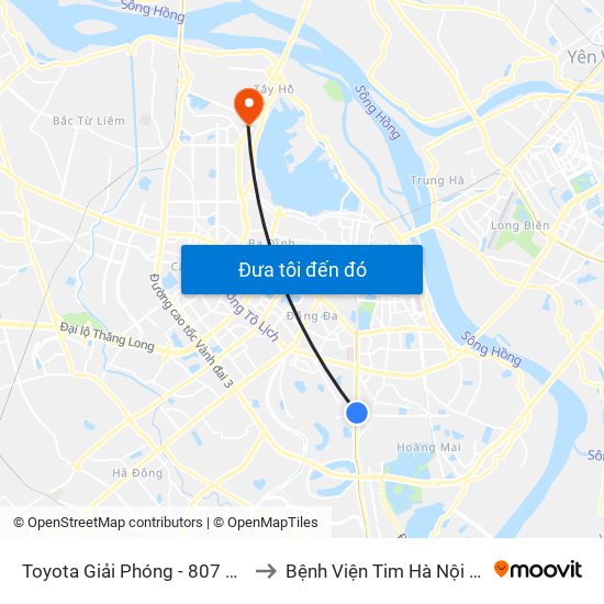 Toyota Giải Phóng - 807 Giải Phóng to Bệnh Viện Tim Hà Nội (Cơ Sở 2) map
