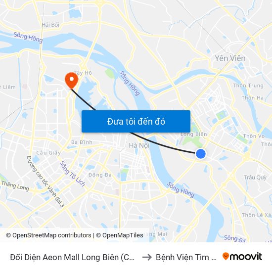 Đối Diện Aeon Mall Long Biên (Cột Điện T4a/2a-B Đường Cổ Linh) to Bệnh Viện Tim Hà Nội (Cơ Sở 2) map