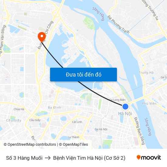 Số 3 Hàng Muối to Bệnh Viện Tim Hà Nội (Cơ Sở 2) map