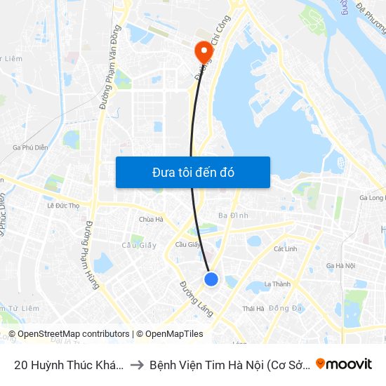 20 Huỳnh Thúc Kháng to Bệnh Viện Tim Hà Nội (Cơ Sở 2) map