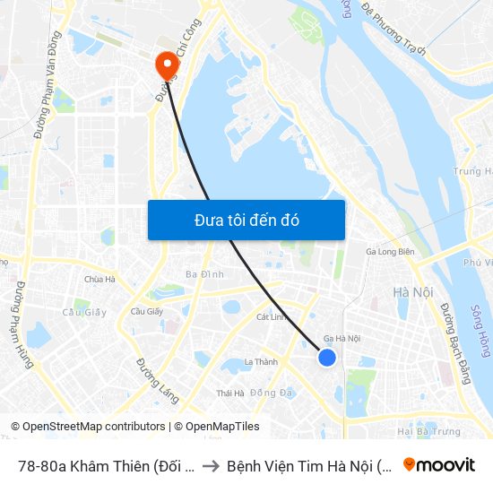 78-80a Khâm Thiên (Đối Diện 71) to Bệnh Viện Tim Hà Nội (Cơ Sở 2) map