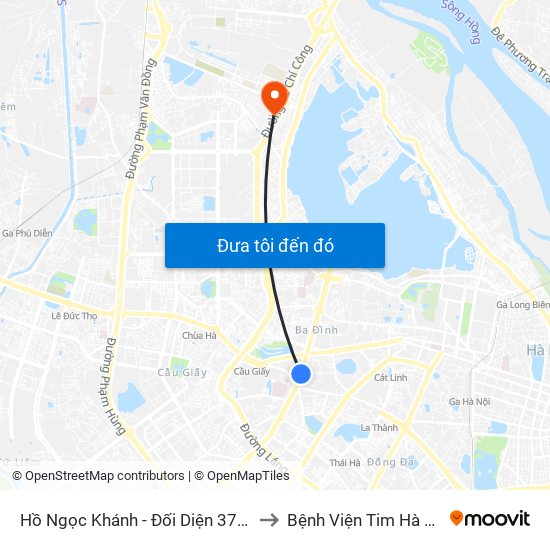 Hồ Ngọc Khánh - Đối Diện 37 Nguyễn Chí Thanh to Bệnh Viện Tim Hà Nội (Cơ Sở 2) map