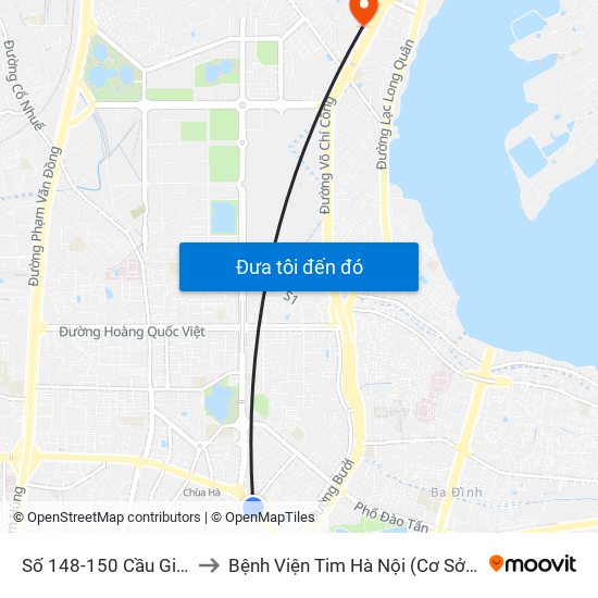 Số 148-150 Cầu Giấy to Bệnh Viện Tim Hà Nội (Cơ Sở 2) map