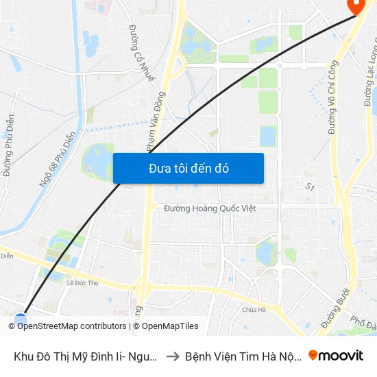 Khu Đô Thị Mỹ Đình Ii- Nguyễn Cơ Thạch to Bệnh Viện Tim Hà Nội (Cơ Sở 2) map