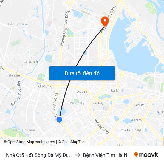 Nhà Ct5 Kđt Sông Đà Mỹ Đình - Phạm Hùng to Bệnh Viện Tim Hà Nội (Cơ Sở 2) map