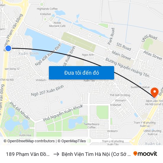 189 Phạm Văn Đồng to Bệnh Viện Tim Hà Nội (Cơ Sở 2) map