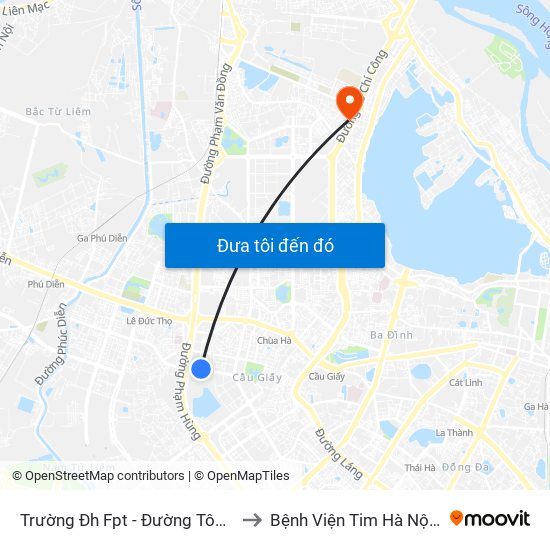 Trường Đh Fpt - Đường Tôn Thất Thuyết to Bệnh Viện Tim Hà Nội (Cơ Sở 2) map