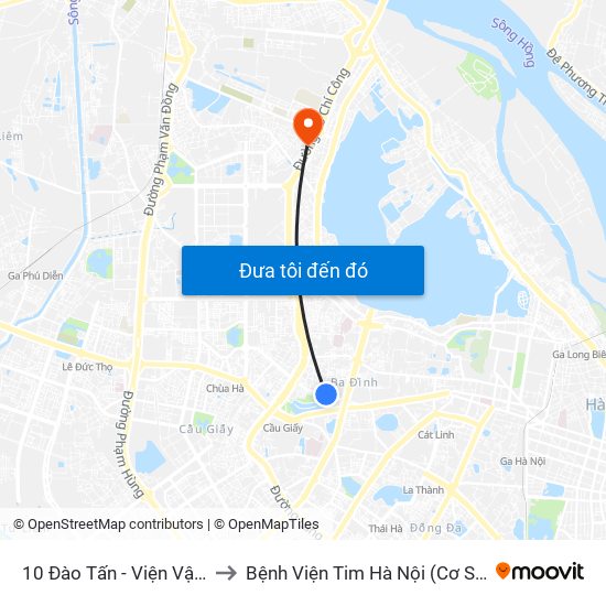 10 Đào Tấn - Viện Vật Lý to Bệnh Viện Tim Hà Nội (Cơ Sở 2) map