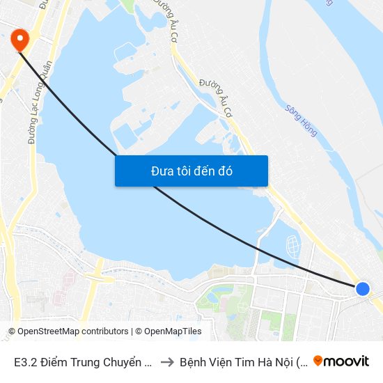 E3.2 Điểm Trung Chuyển Long Biên to Bệnh Viện Tim Hà Nội (Cơ Sở 2) map