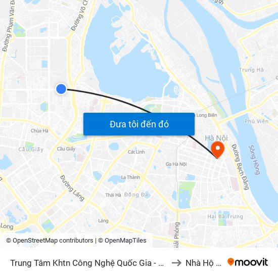 Trung Tâm Khtn Công Nghệ Quốc Gia - 18 Hoàng Quốc Việt to Nhà Hộ Sinh A map