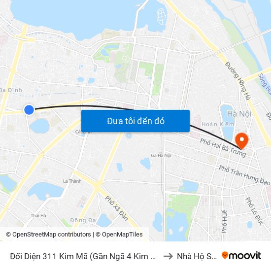 Đối Diện 311 Kim Mã (Gần Ngã 4 Kim Mã - Vạn Bảo) to Nhà Hộ Sinh A map