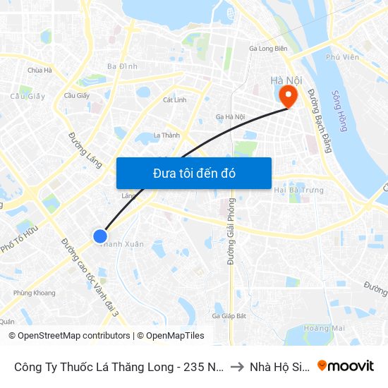 Công Ty Thuốc Lá Thăng Long - 235 Nguyễn Trãi to Nhà Hộ Sinh A map