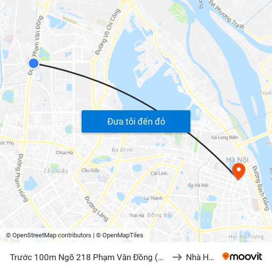 Trước 100m Ngõ 218 Phạm Văn Đồng (Đối Diện Công Viên Hòa Bình) to Nhà Hộ Sinh A map