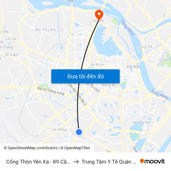 Cổng Thôn Yên Xá - 89 Cầu Bươu to Trung Tâm Y Tế Quận Tây Hồ map
