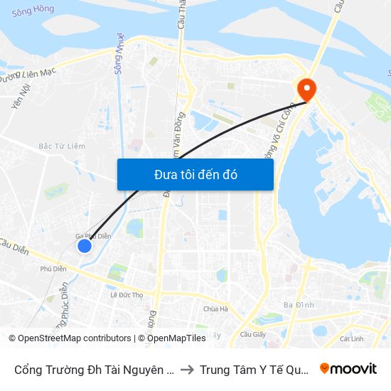 Cổng Trường Đh Tài Nguyên Môi Trường to Trung Tâm Y Tế Quận Tây Hồ map