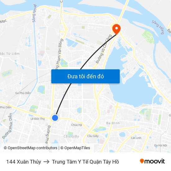 Gần Nhà Sách Sư Phạm (Đại Học Sư Phạm Hà Nội) - 136 Xuân Thủy to Trung Tâm Y Tế Quận Tây Hồ map