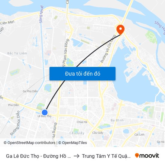 Ga Lê Đức Thọ - Đường Hồ Tùng Mậu to Trung Tâm Y Tế Quận Tây Hồ map