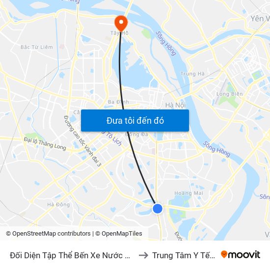 Đối Diện Tập Thể Bến Xe Nước Ngầm Hà Nội - Ngọc Hồi to Trung Tâm Y Tế Quận Tây Hồ map