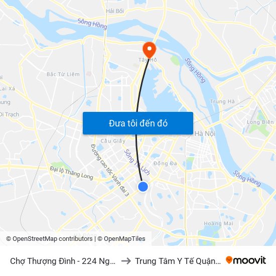 Chợ Thượng Đình - 224 Nguyễn Trãi to Trung Tâm Y Tế Quận Tây Hồ map