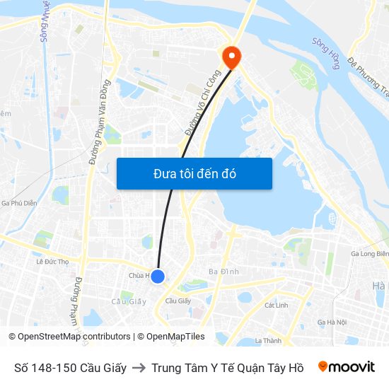 Số 148-150 Cầu Giấy to Trung Tâm Y Tế Quận Tây Hồ map