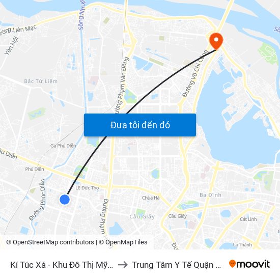 Kí Túc Xá - Khu Đô Thị Mỹ Đình II to Trung Tâm Y Tế Quận Tây Hồ map