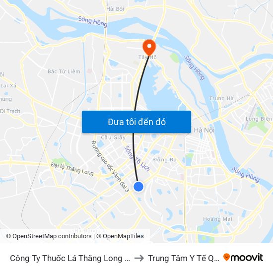 Công Ty Thuốc Lá Thăng Long - 235 Nguyễn Trãi to Trung Tâm Y Tế Quận Tây Hồ map