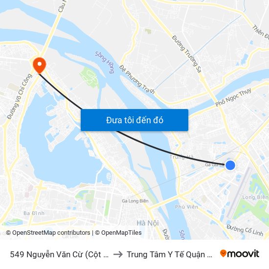 549 Nguyễn Văn Cừ (Cột Trước) to Trung Tâm Y Tế Quận Tây Hồ map