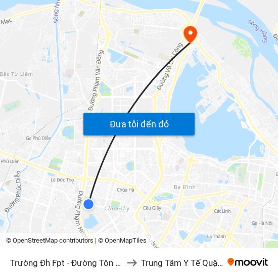 Trường Đh Fpt - Đường Tôn Thất Thuyết to Trung Tâm Y Tế Quận Tây Hồ map