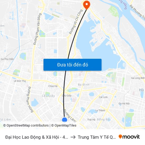 Đại Học Lao Động & Xã Hội - 43 Trần Duy Hưng to Trung Tâm Y Tế Quận Tây Hồ map