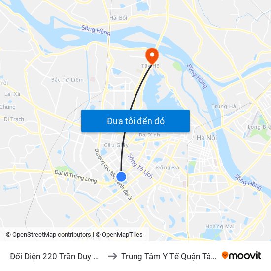 Đối Diện 220 Trần Duy Hưng to Trung Tâm Y Tế Quận Tây Hồ map