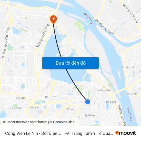 Công Viên Lê Nin - Đối Diện 35 Trần Phú to Trung Tâm Y Tế Quận Tây Hồ map