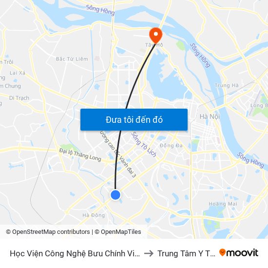 Học Viện Công Nghệ Bưu Chính Viễn Thông - Trần Phú (Hà Đông) to Trung Tâm Y Tế Quận Tây Hồ map