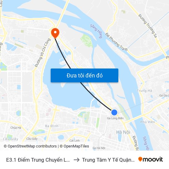 E3.1 Điểm Trung Chuyển Long Biên to Trung Tâm Y Tế Quận Tây Hồ map