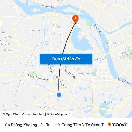 Ga Phùng Khoang - 81 Trần Phú to Trung Tâm Y Tế Quận Tây Hồ map