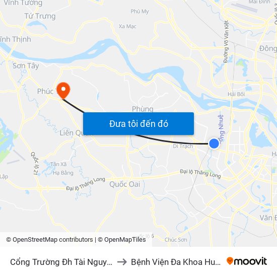 Cổng Trường Đh Tài Nguyên Môi Trường to Bệnh Viện Đa Khoa Huyện Phúc Thọ map